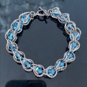 Vintage Sterling Silver Blue Austrian crystal Women's Bracelet